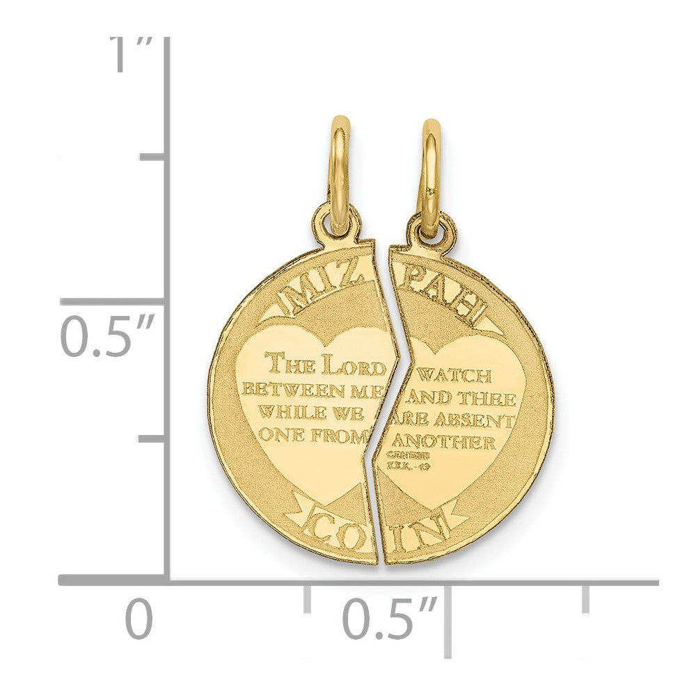 10k Yellow Gold 17 mm Mizpah Charm (0.76 grams)