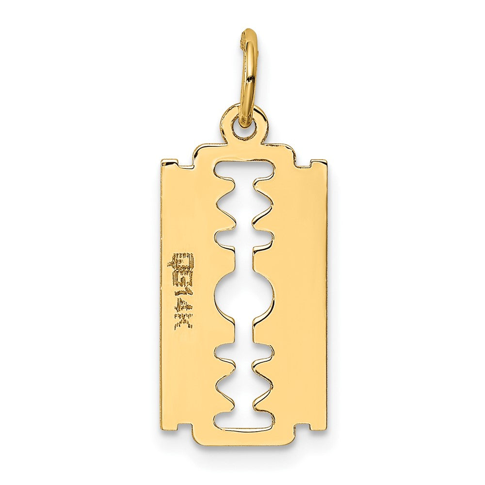 10k Yellow Gold 12 mm Polished Razor Blade Charm (0.52 grams)