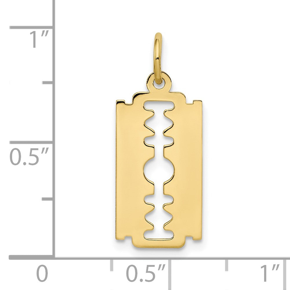 10k Yellow Gold 12 mm Polished Razor Blade Charm (0.52 grams)