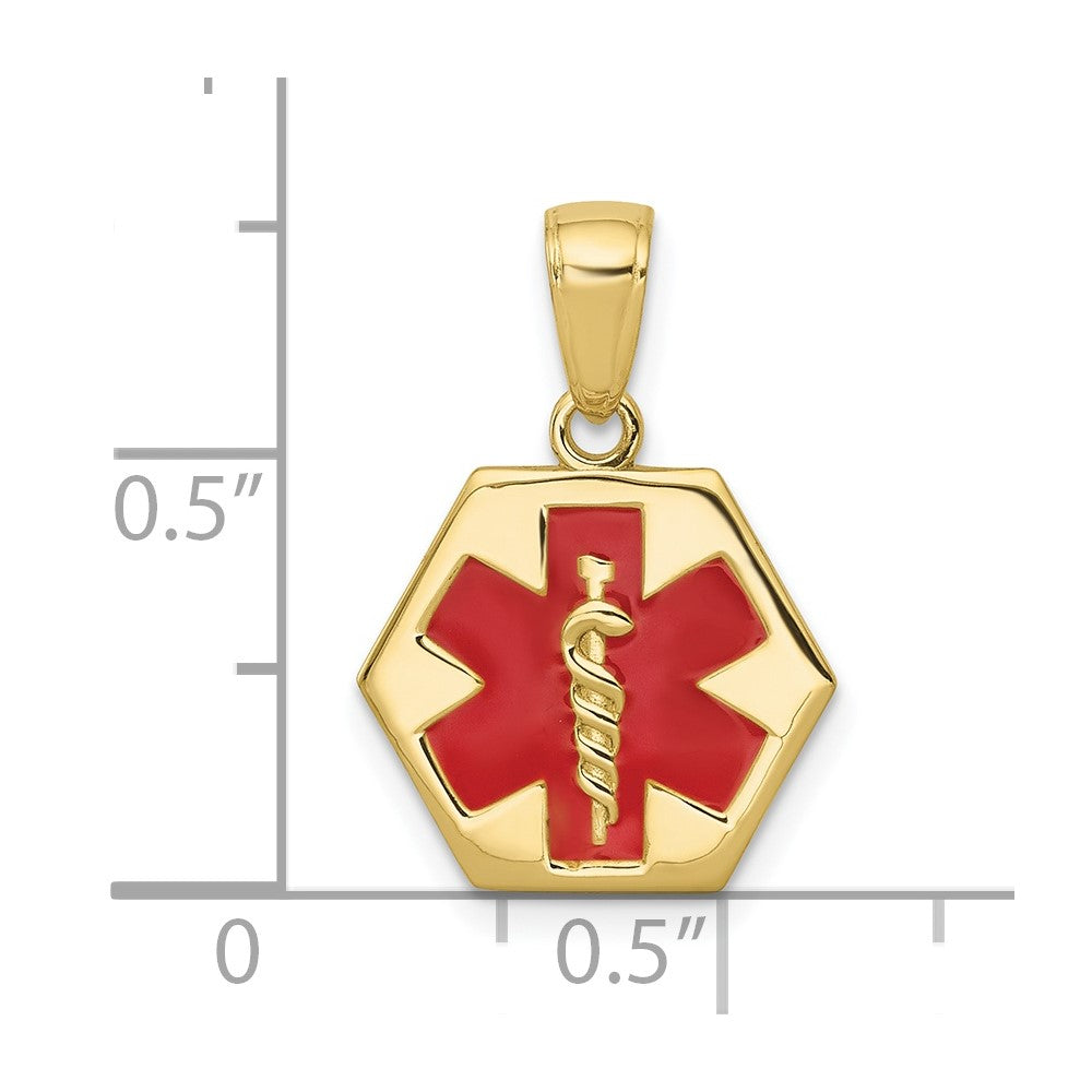 10k Yellow Gold 14 mm Enameled Medical Disk Pendant (1.05 grams)