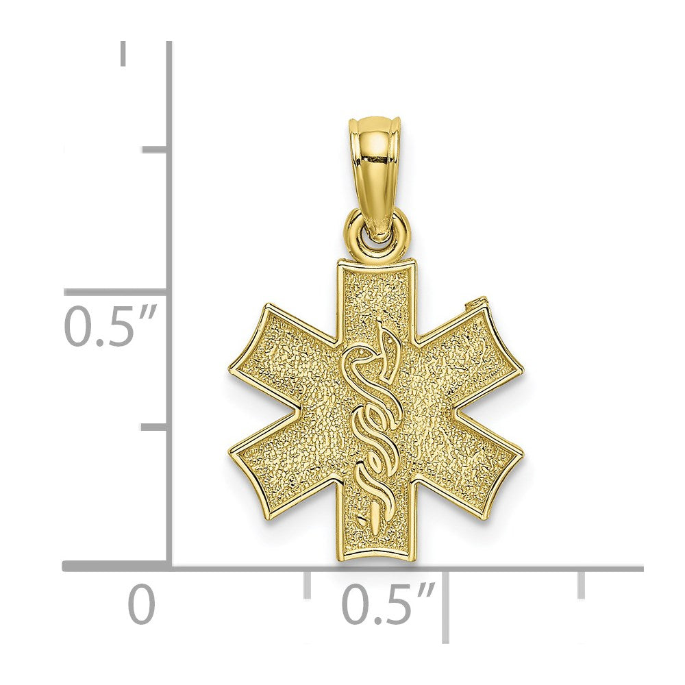 10k Yellow Gold 12.75 mm Medical Jewelry Symbol Pendant (0.69 grams)