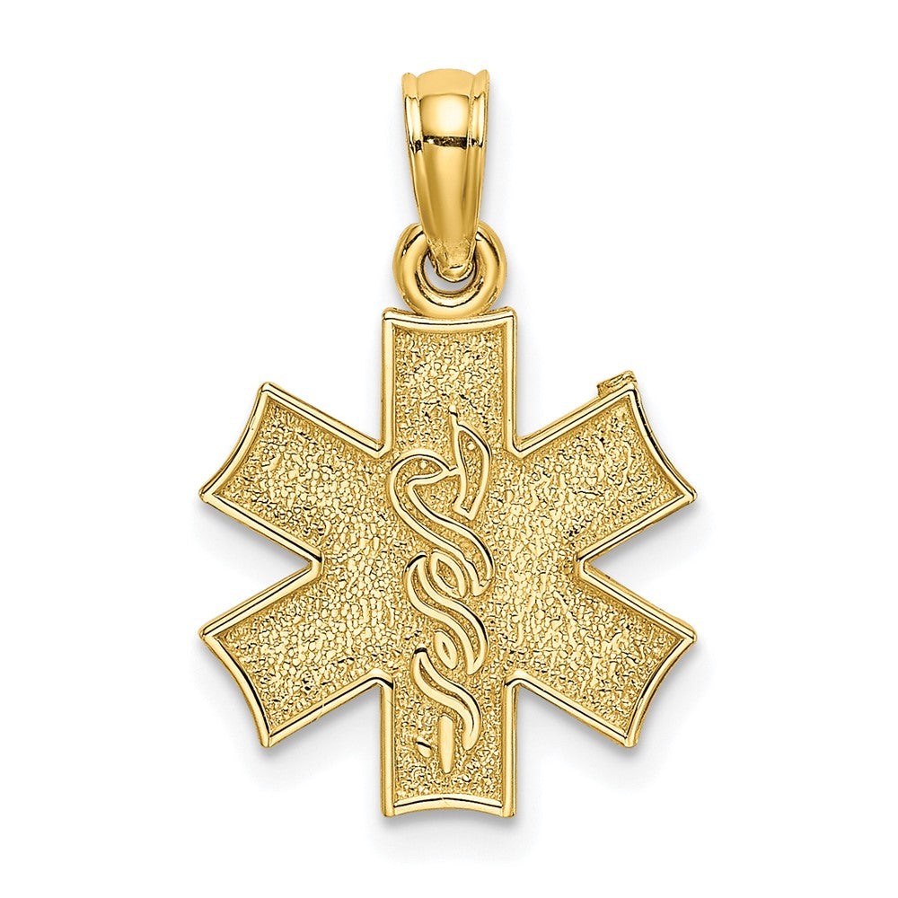 10k Yellow Gold 12.75 mm Medical Jewelry Symbol Pendant (0.69 grams)