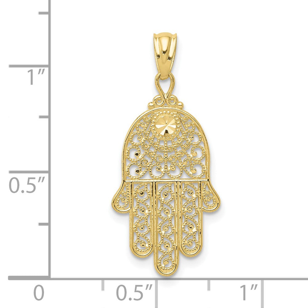 10k Yellow Gold 14 mm Hand of God Pendant (0.64 grams)