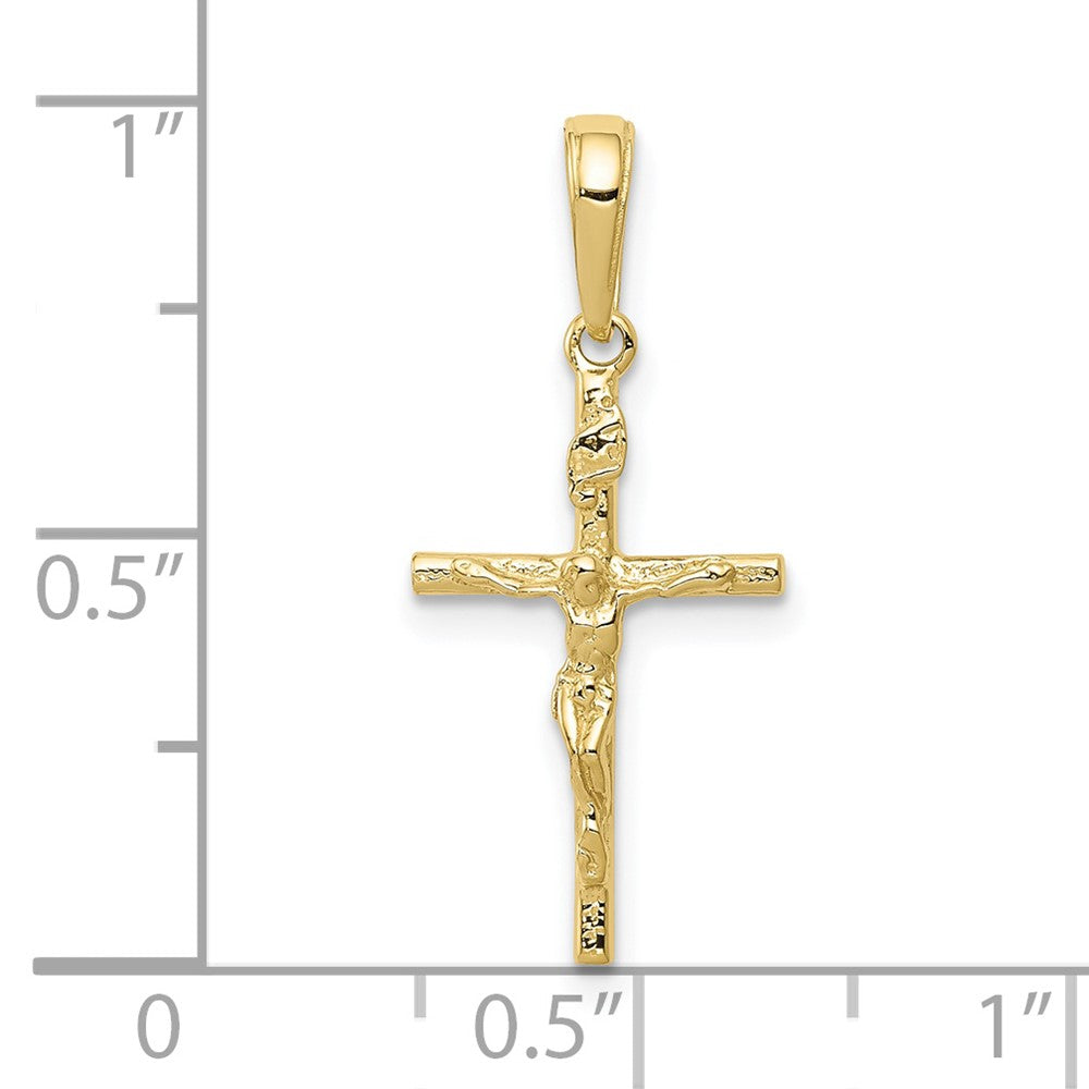 10k Yellow Gold 11 mm INRI Hollow Jesus Crucifix Pendant (0.75 grams)