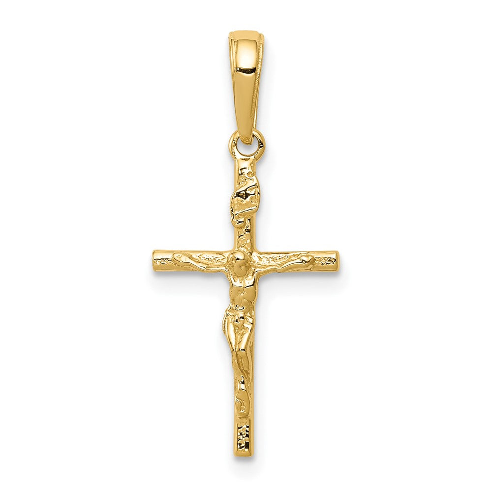 10k Yellow Gold 11 mm INRI Hollow Jesus Crucifix Pendant (0.75 grams)