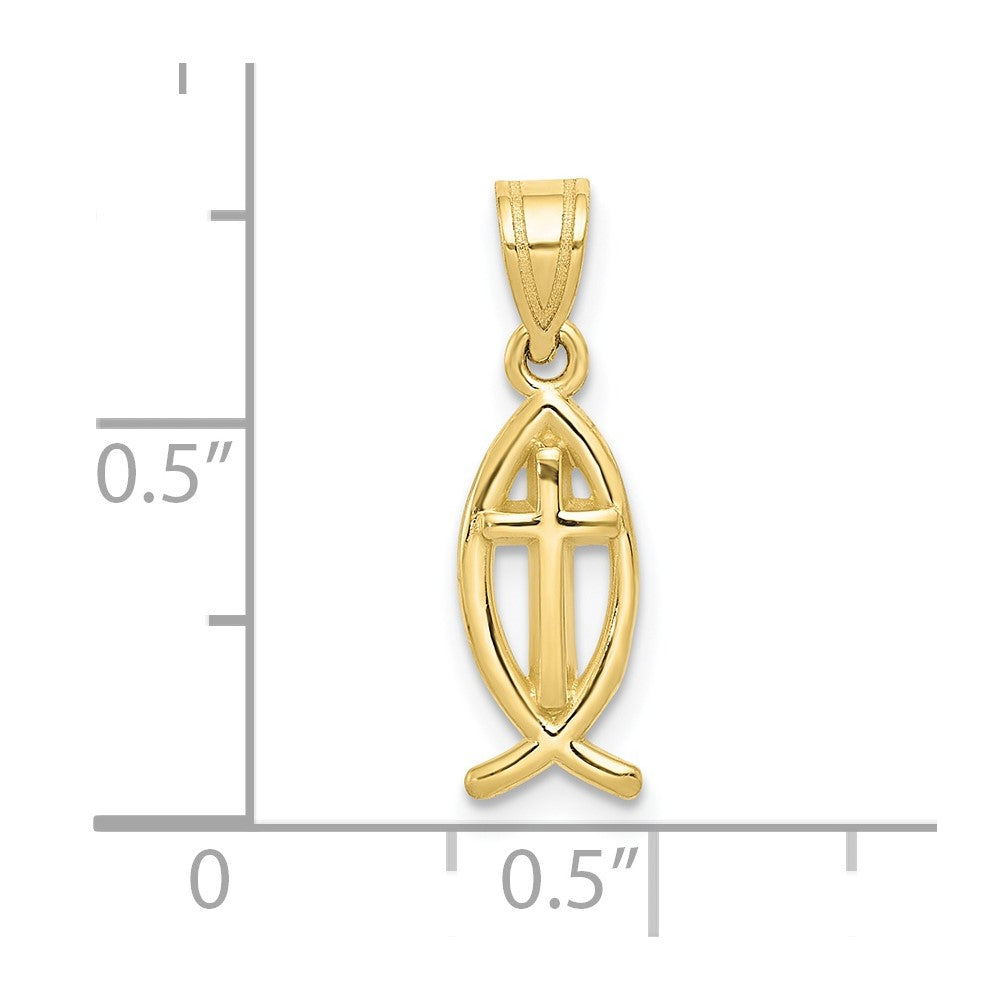 10k Yellow Gold 7 mm Ichthus Fish Charm (0.8 grams)