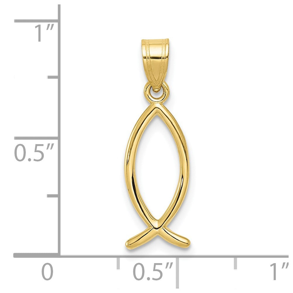 10k Yellow Gold 8 mm Ichthus Fish Pendant (0.52 grams)