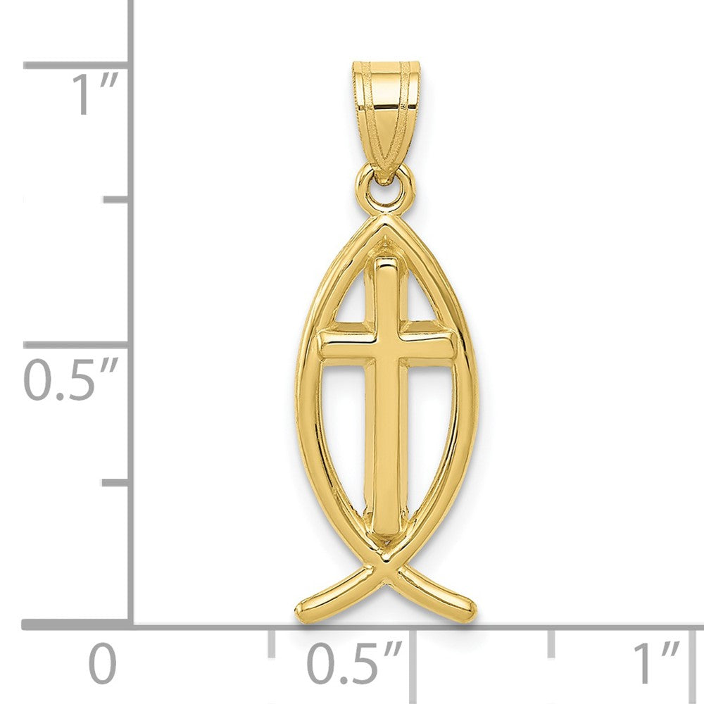 10k Yellow Gold 9 mm Ichthus Fish Pendant (1.07 grams)