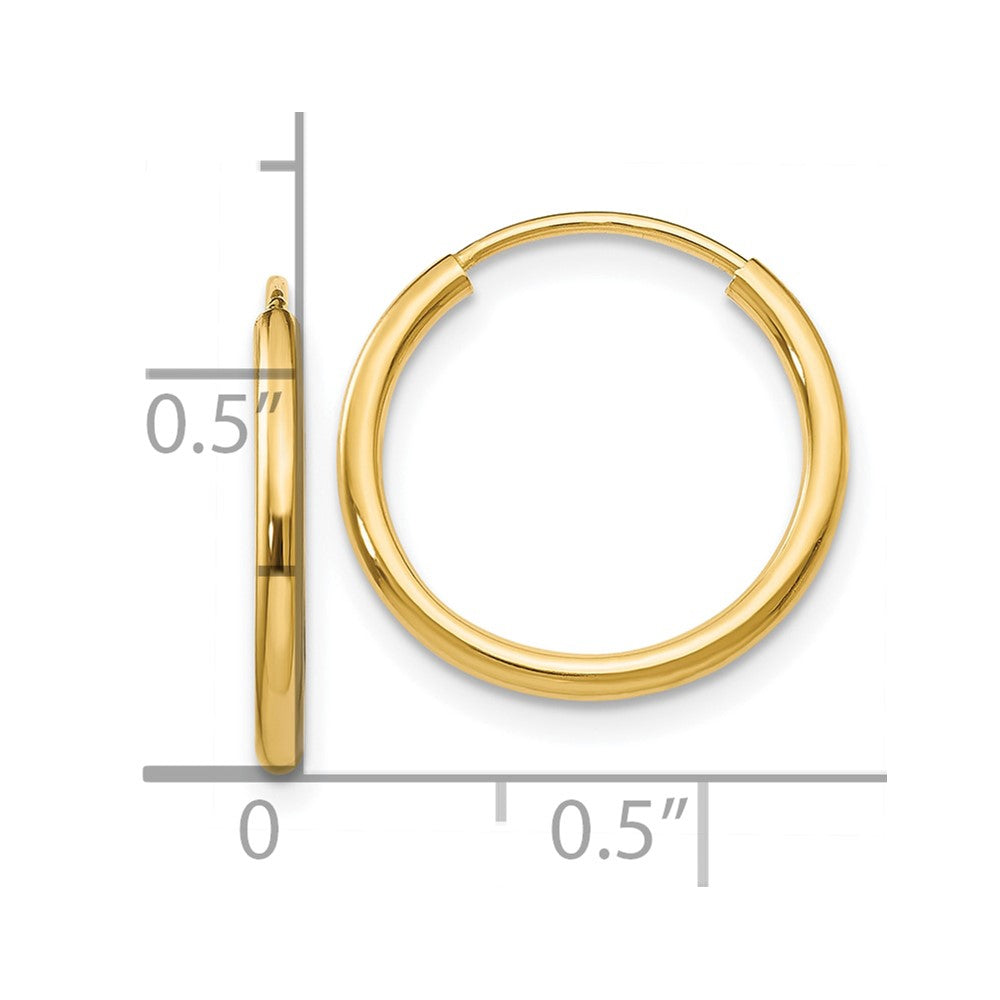 10k Yellow Gold 16 mm Polished Round Endless Hoop Earrings (0.48 grams)