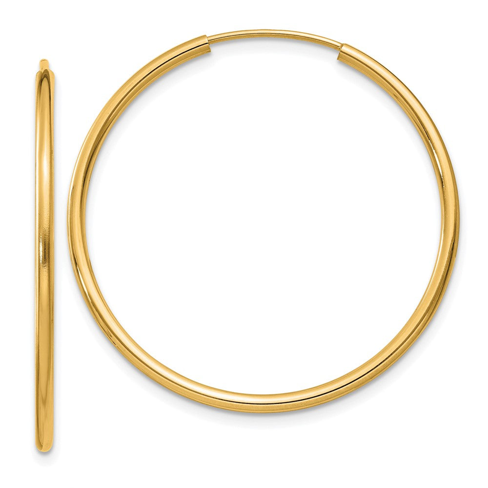 10k Yellow Gold 30 mm Polished Round Endless Hoop Earrings (1.15 grams)