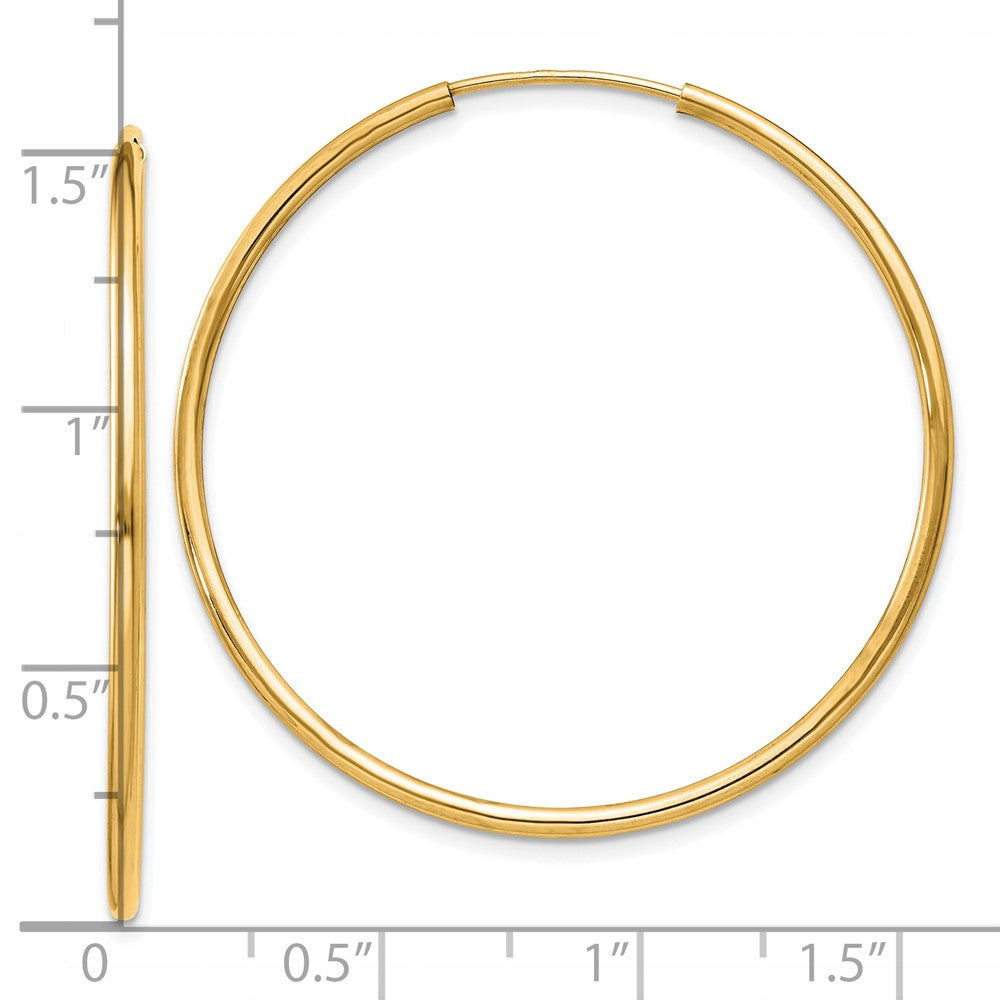 10k Yellow Gold 38 mm Polished Round Endless Hoop Earrings (1.34 grams)