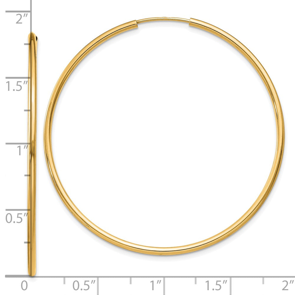 10k Yellow Gold 45.5 mm Polished Round Endless Hoop Earrings (1.67 grams)