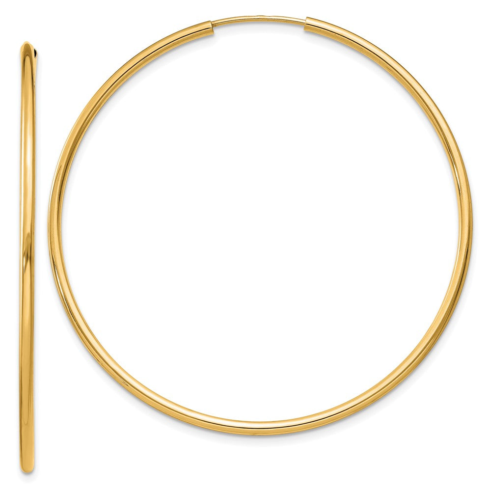 10k Yellow Gold 45.5 mm Polished Round Endless Hoop Earrings (1.67 grams)