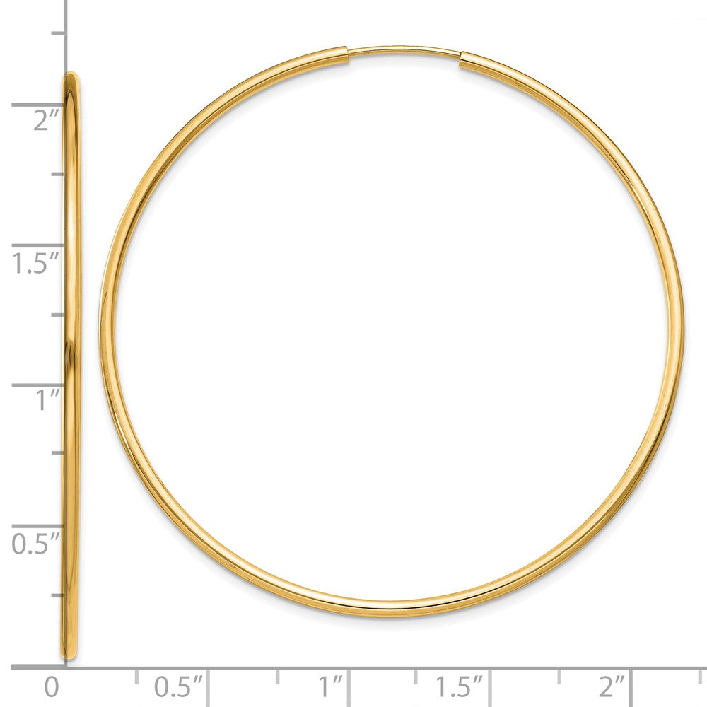 10k Yellow Gold 51 mm Polished Round Endless Hoop Earrings (1.84 grams)