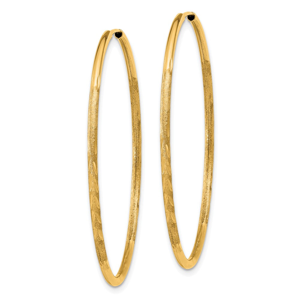 10k Yellow Gold 39 mm Satin Diamond-cut Endless Hoop Earrings (1.42 grams)