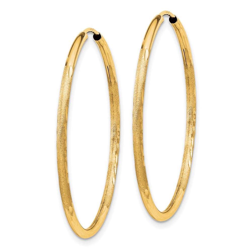 10k Yellow Gold 30 mm Satin Diamond-cut Endless Hoop Earrings (1.05 grams)