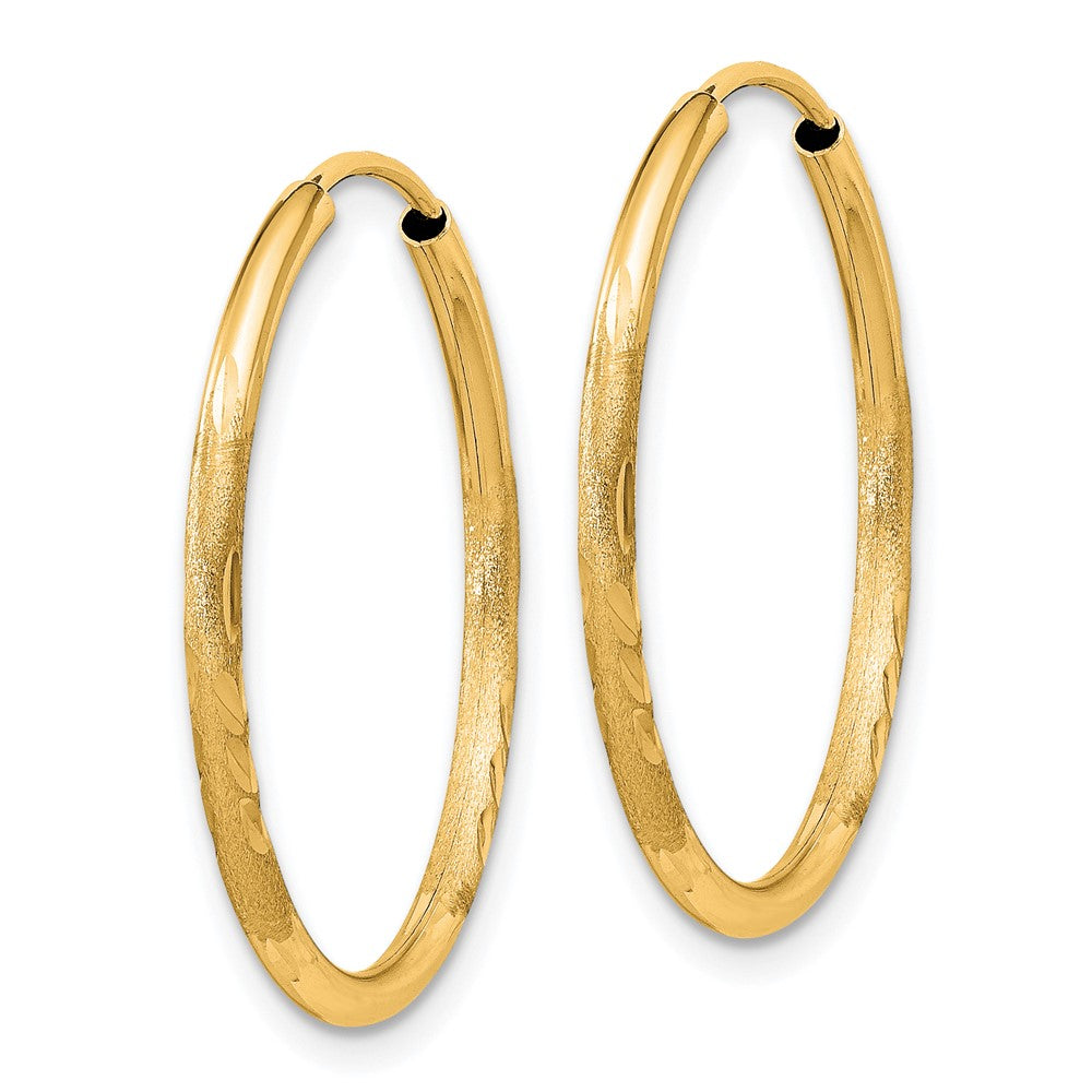 10k Yellow Gold 22 mm Satin Diamond-cut Endless Hoop Earrings (0.72 grams)