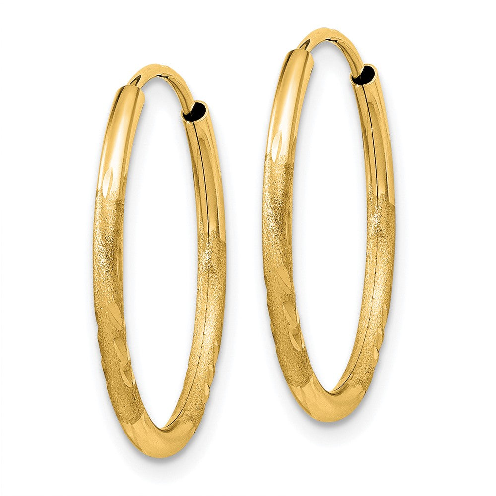 10k Yellow Gold 17 mm Satin Diamond-cut Endless Hoop Earrings (0.57 grams)