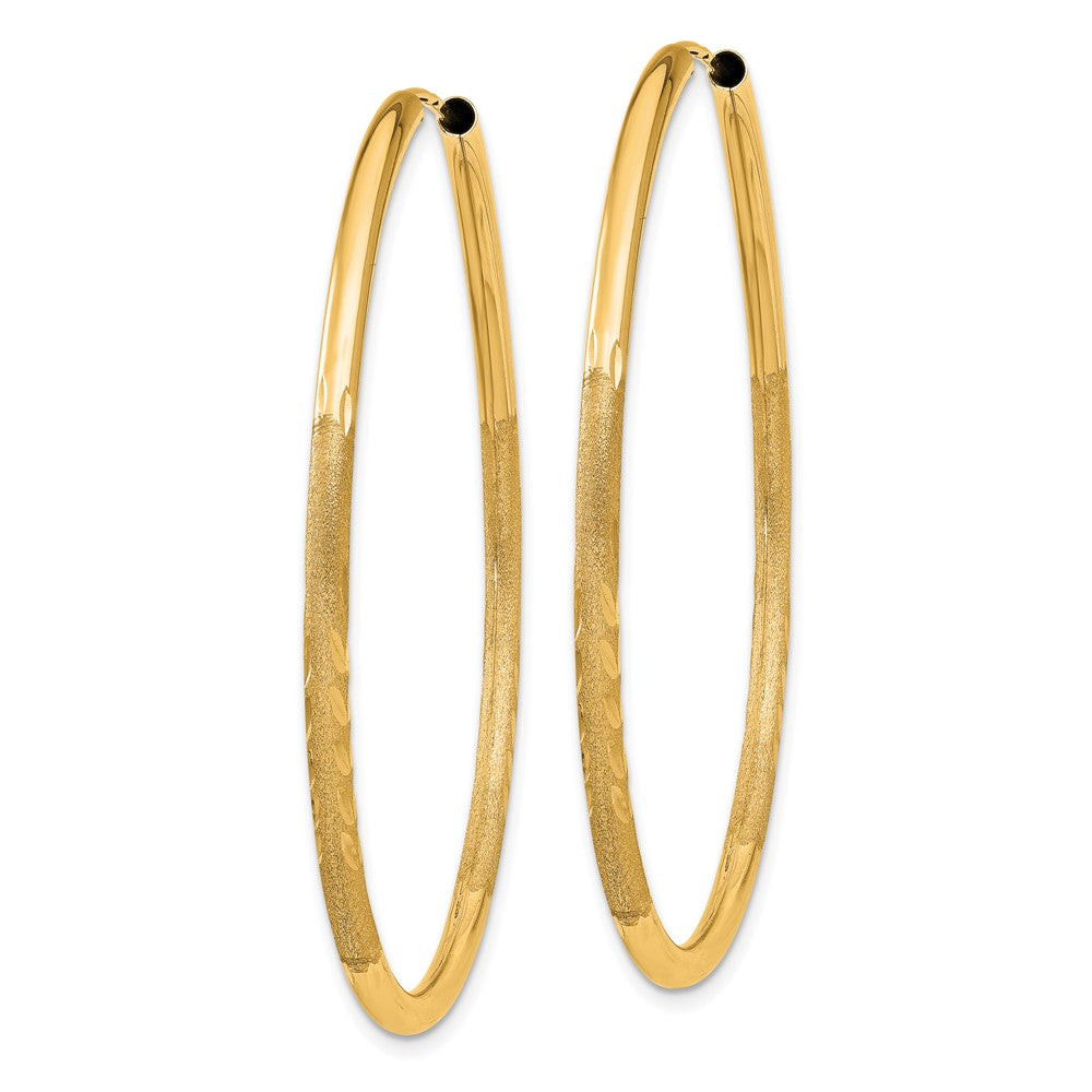 10k Yellow Gold 40 mm Satin Diamond-cut Endless Hoop Earrings (1.99 grams)