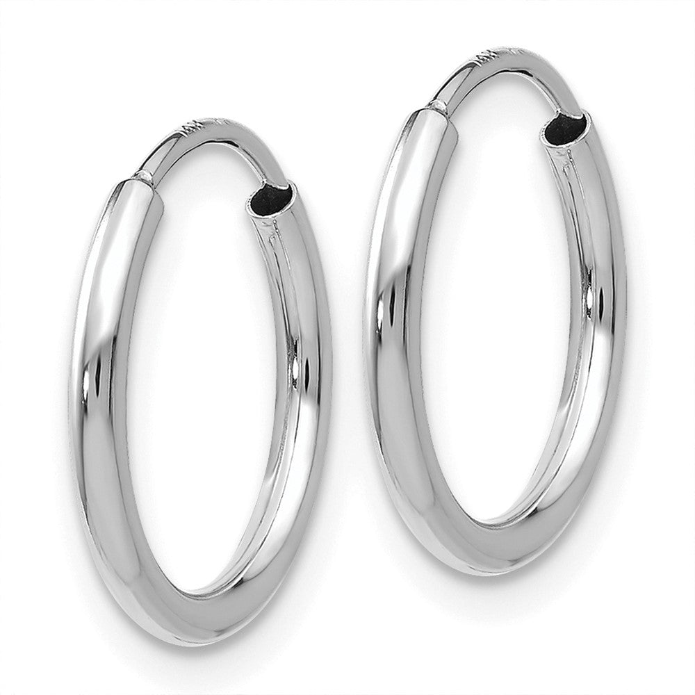 10k White Gold 15 mm Polished Endless Hoop Earrings (0.42 grams)