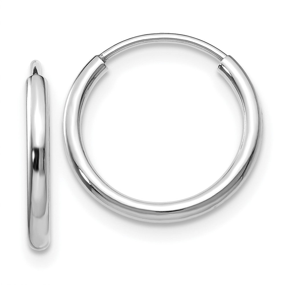 10k White Gold 15 mm Polished Endless Hoop Earrings (0.42 grams)