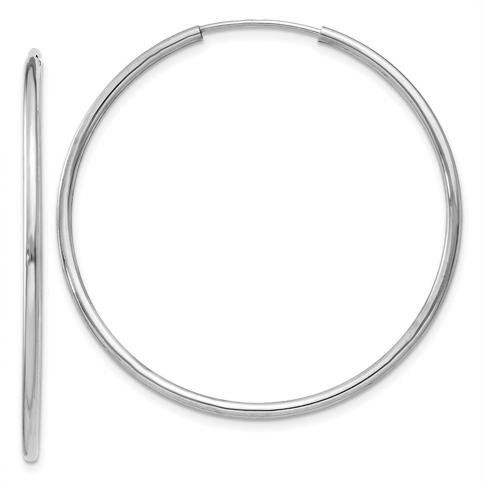 10k White Gold 38 mm Polished Endless Hoop Earrings (1.34 grams)