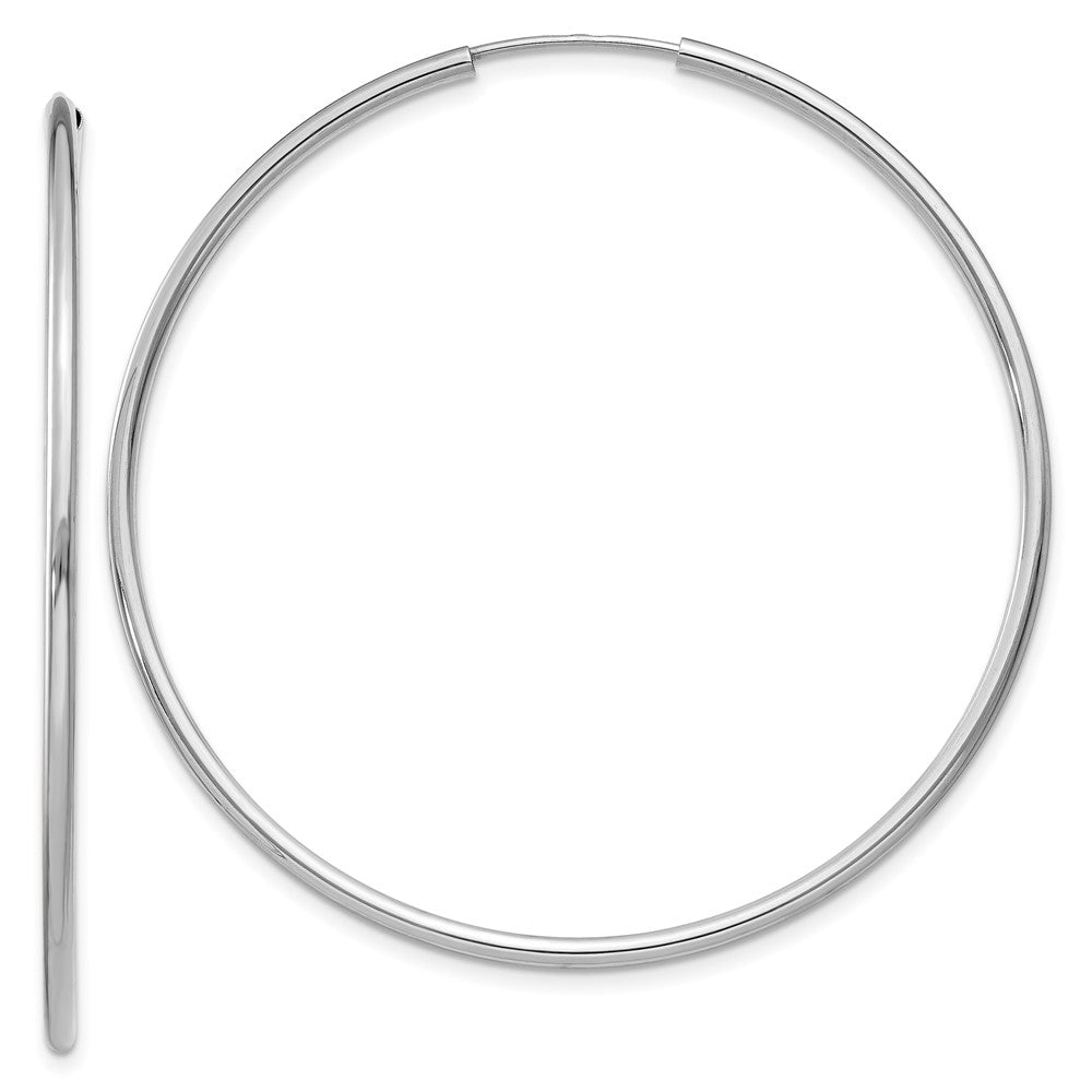 10k White Gold 45.5 mm Polished Endless Hoop Earrings (1.67 grams)