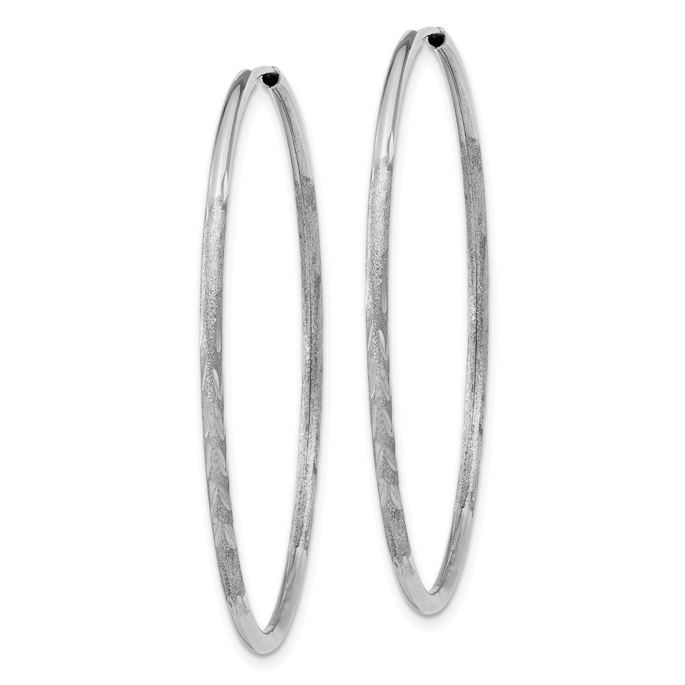 10k White Gold 41 mm Diamond-cut Endless Hoop Earrings (1.42 grams)