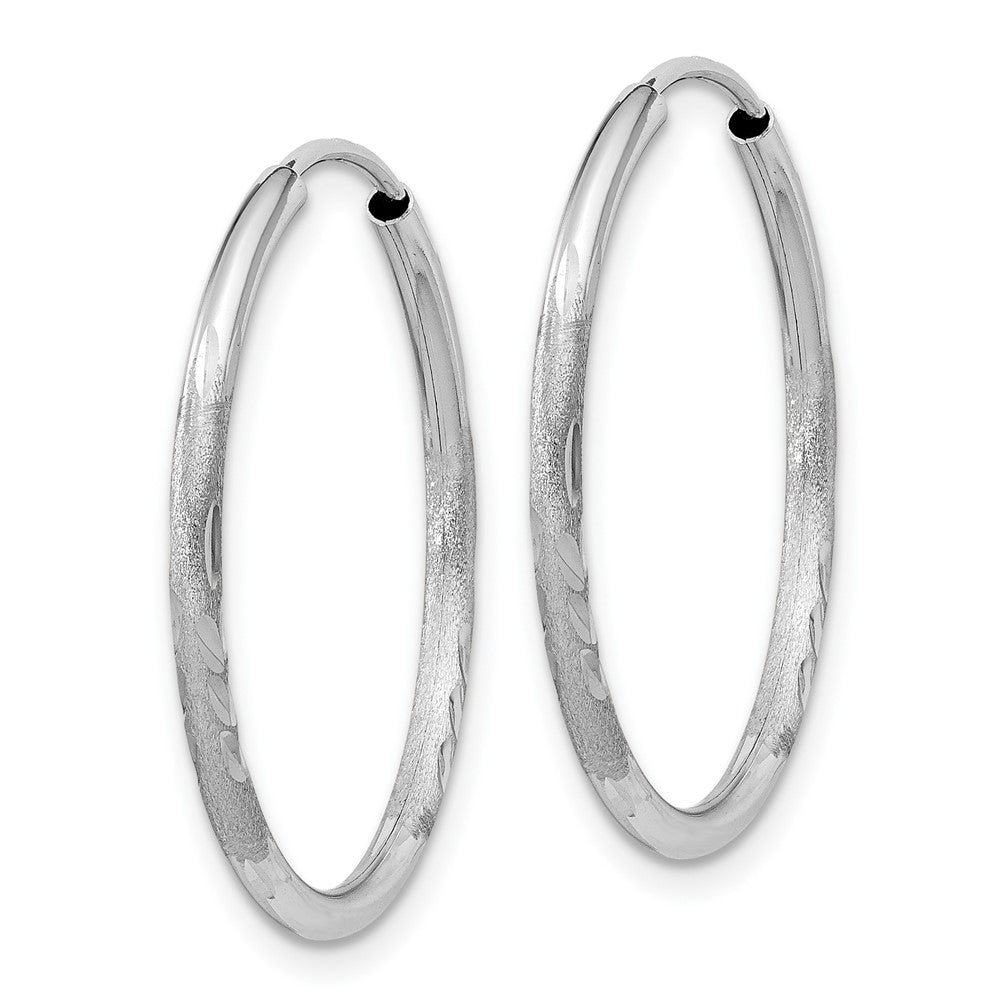 10k White Gold 21 mm Diamond-cut Endless Hoop Earrings (0.72 grams)