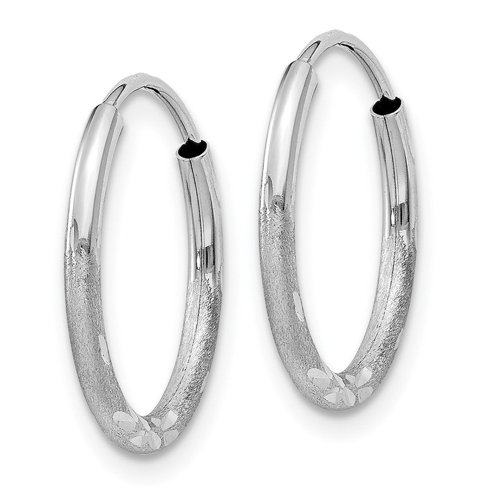 10k White Gold 14 mm Diamond-cut Endless Hoop Earrings (0.48 grams)