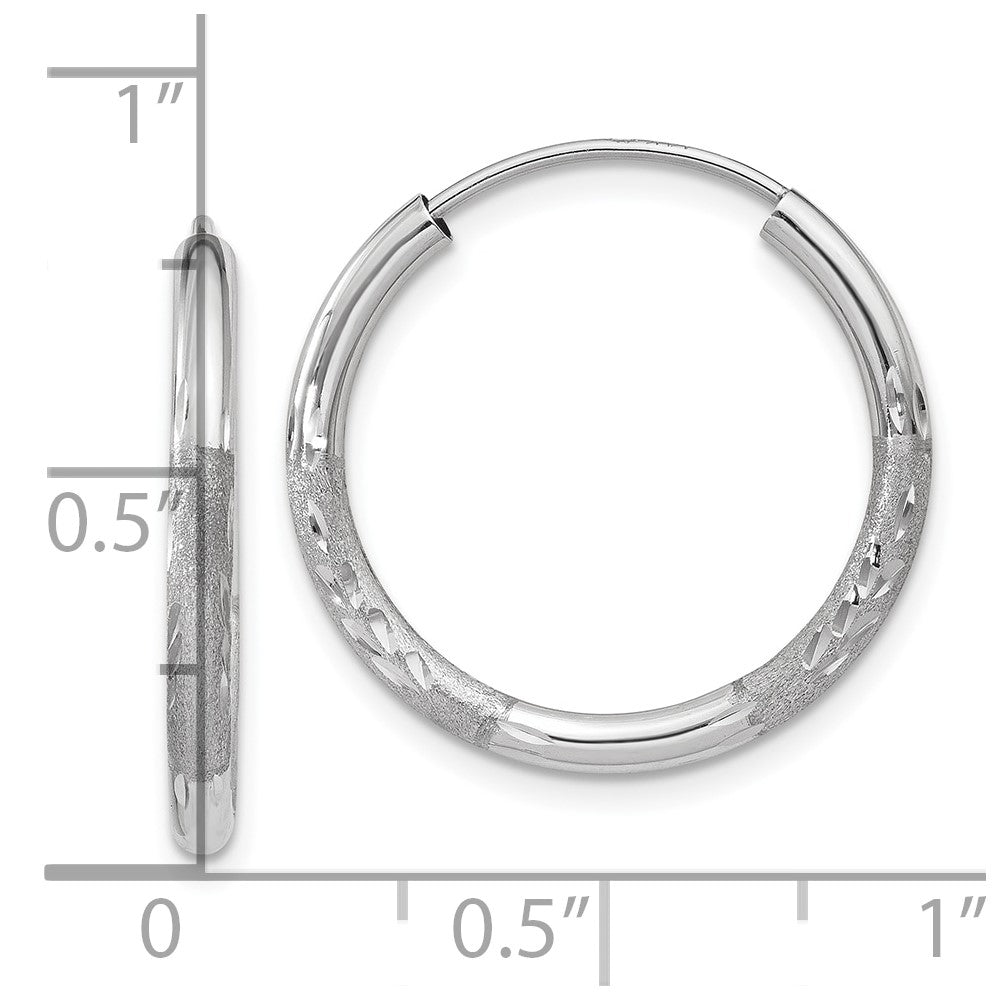 10k White Gold 18 mm Diamond-cut Endless Hoop Earrings (0.76 grams)