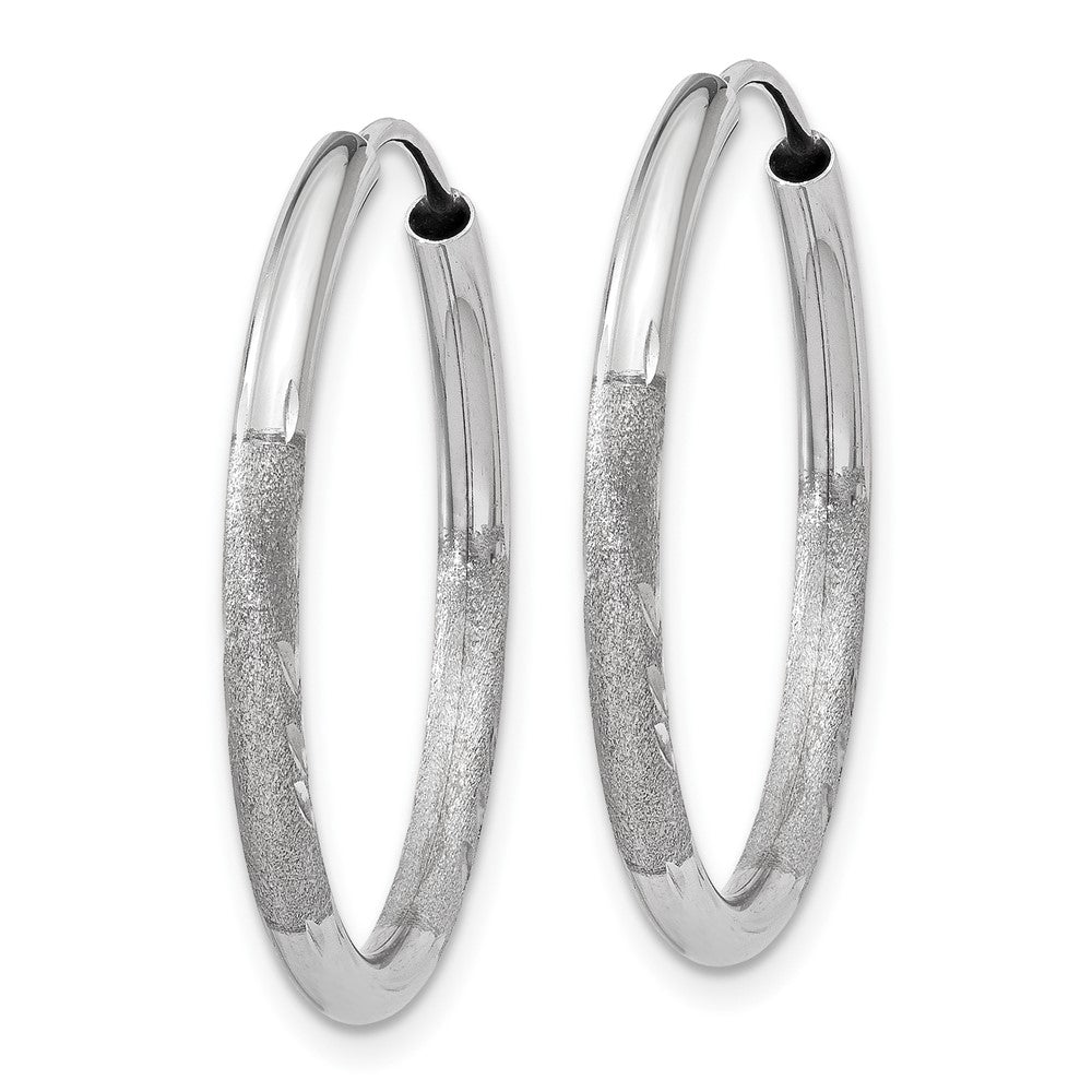 10k White Gold 21 mm Diamond-cut Endless Hoop Earrings (1.07 grams)