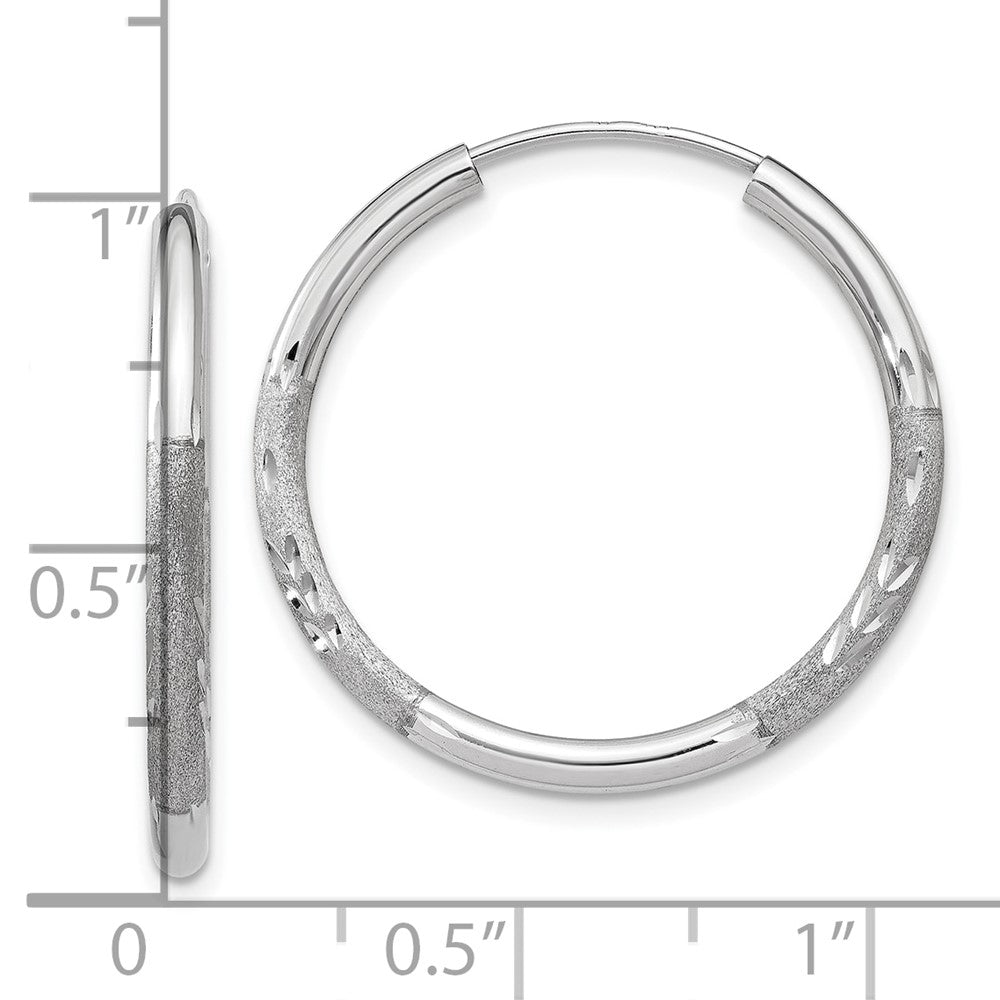 10k White Gold 21 mm Diamond-cut Endless Hoop Earrings (1.07 grams)