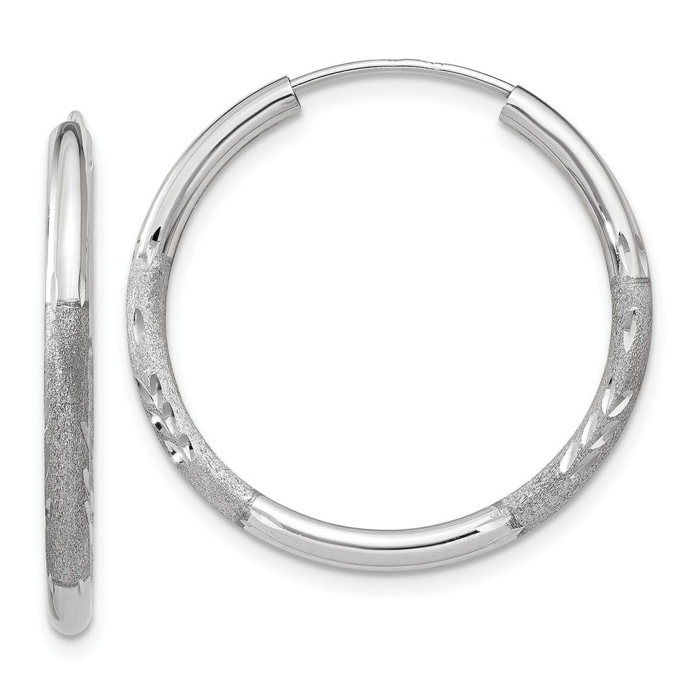 10k White Gold 21 mm Diamond-cut Endless Hoop Earrings (1.07 grams)