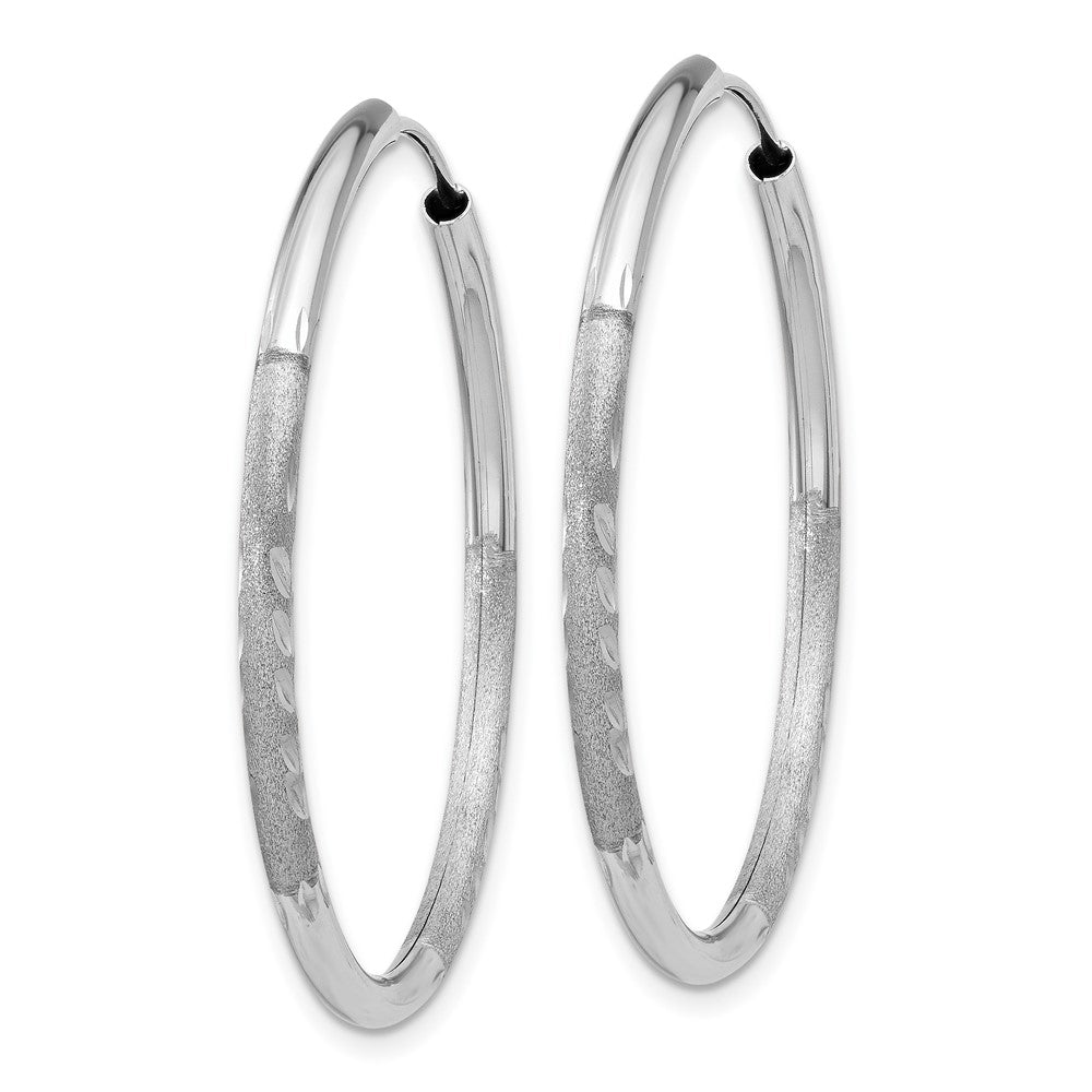 10k White Gold 30 mm Diamond-cut Endless Hoop Earrings (1.64 grams)