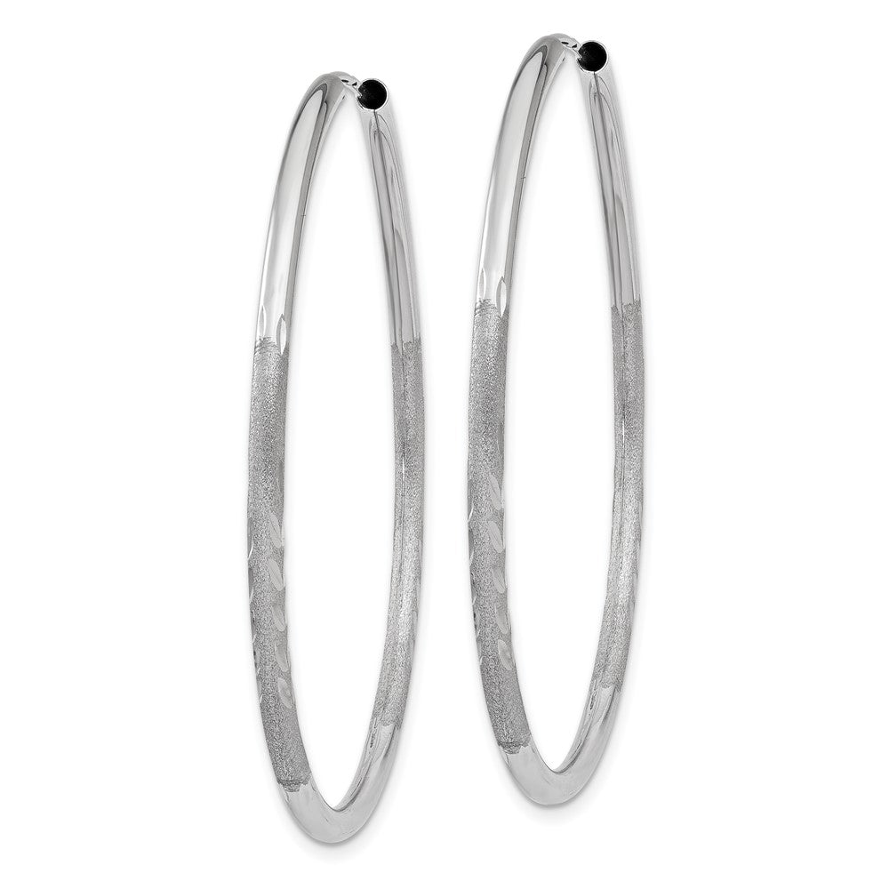 10k White Gold 42 mm Diamond-cut Endless Hoop Earrings (1.99 grams)