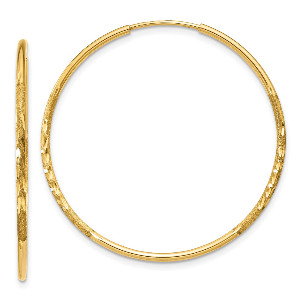 10k Yellow Gold 30 mm Diamond-cut Endless Hoop Earring (0.67 grams)