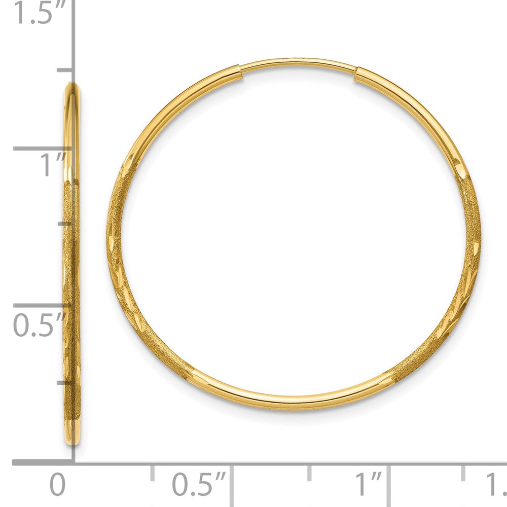 10k Yellow Gold 26 mm Diamond-cut Endless Hoop Earring (0.57 grams)