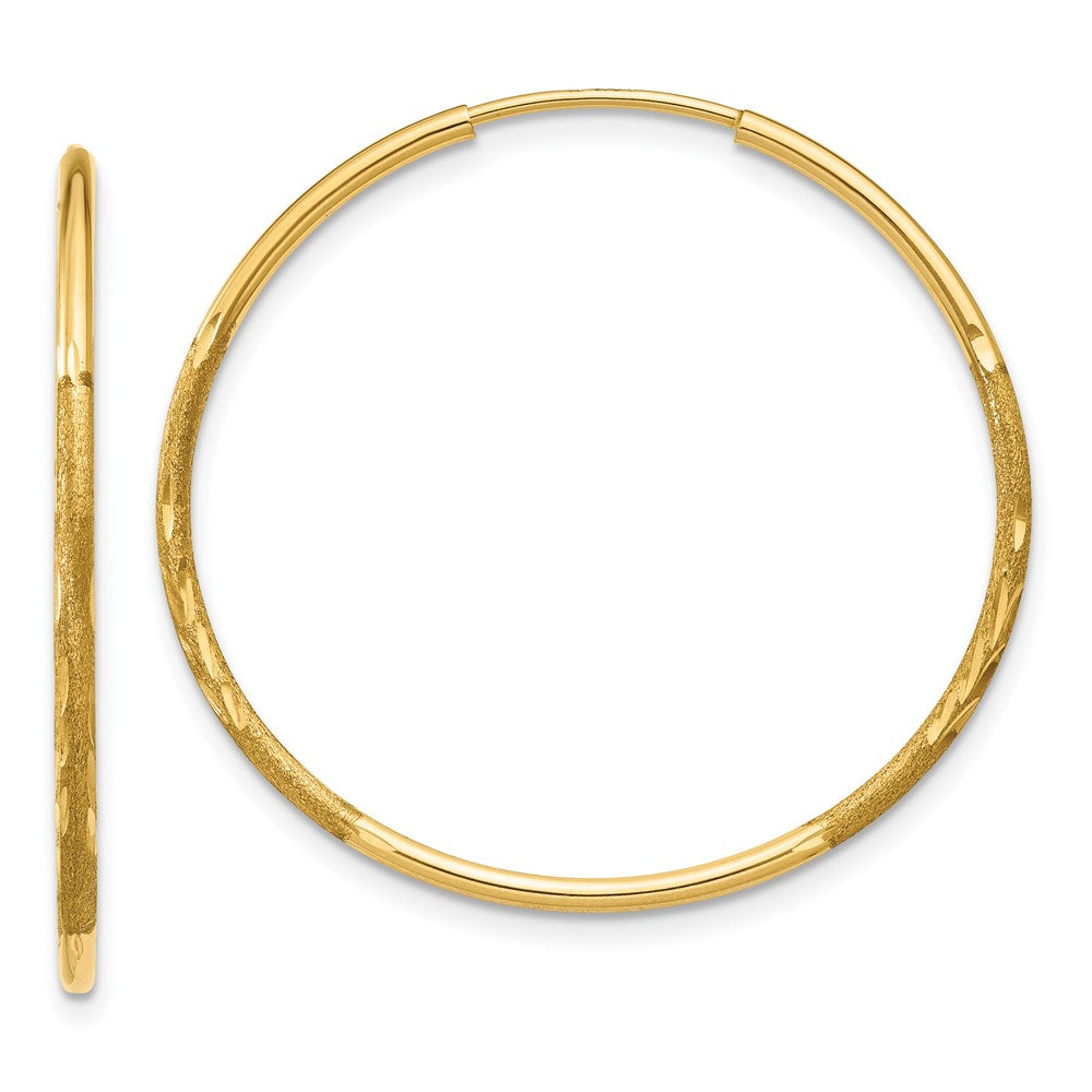 10k Yellow Gold 26 mm Diamond-cut Endless Hoop Earring