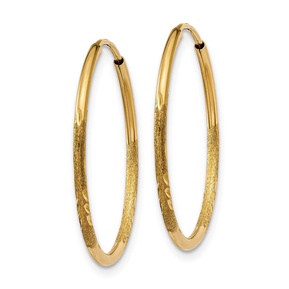 10k Yellow Gold 21 mm Diamond-cut Endless Hoop Earring (0.49 grams)