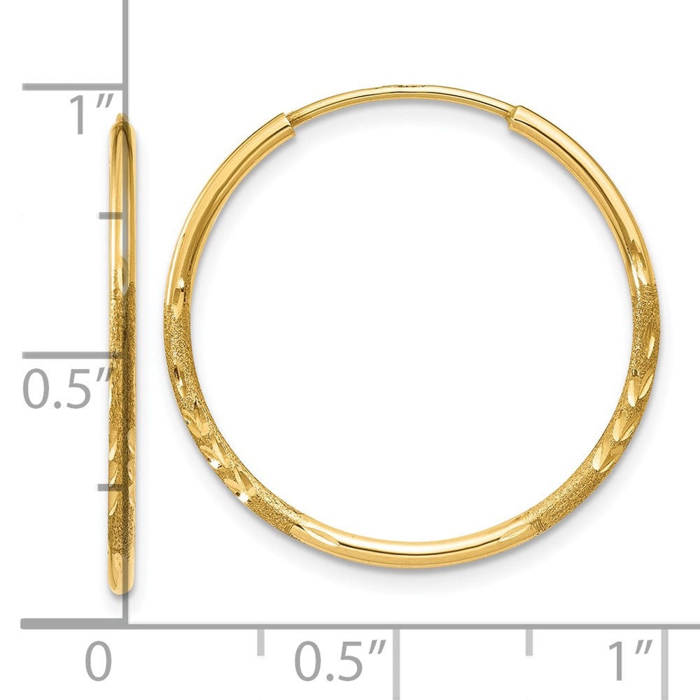 10k Yellow Gold 21 mm Diamond-cut Endless Hoop Earring (0.49 grams)