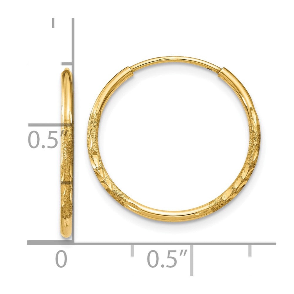 10k Yellow Gold 17 mm Diamond-cut Endless Hoop Earring (0.42 grams)