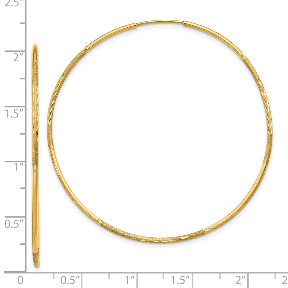 10k Yellow Gold 51 mm Diamond-cut Endless Hoop Earring (1.15 grams)