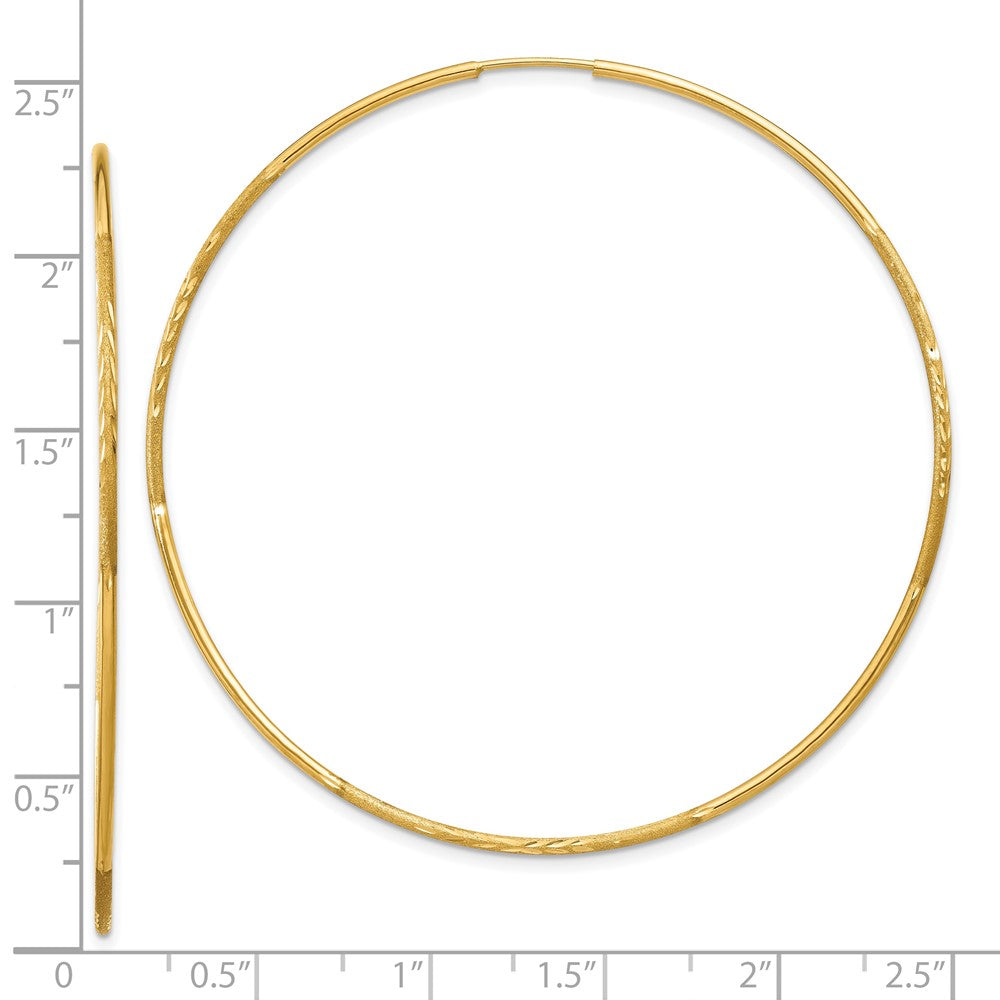 10k Yellow Gold 58 mm Diamond-cut Endless Hoop Earring (1.25 grams)