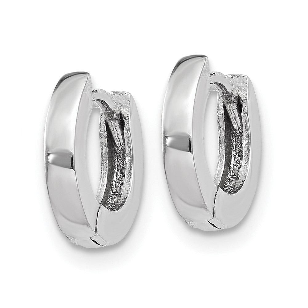 10k White Gold 2 mm Polished Round Hinged Hoop Earrings