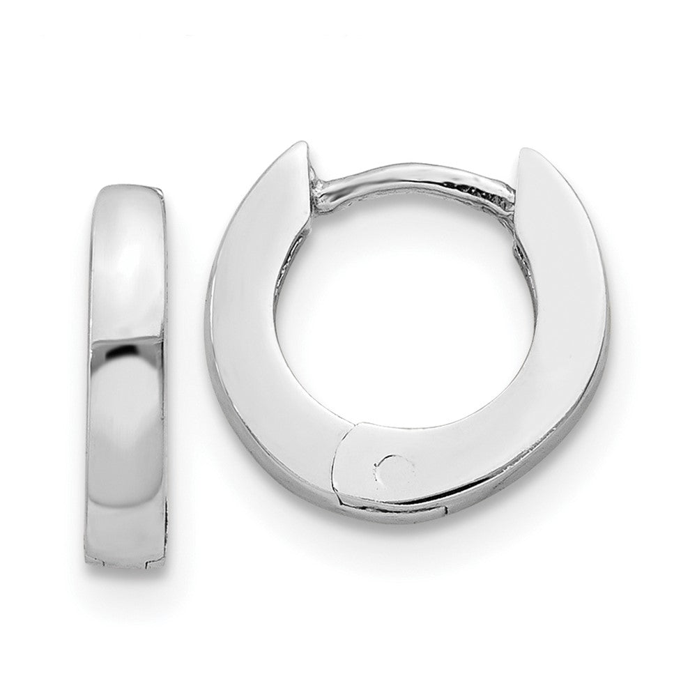 10k White Gold 2 mm Polished Round Hinged Hoop Earrings (1.1 grams)
