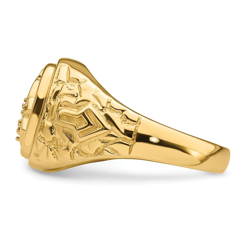 10k Polished and Nugget Texture Masonic Ring Mounting (11.05 grams)