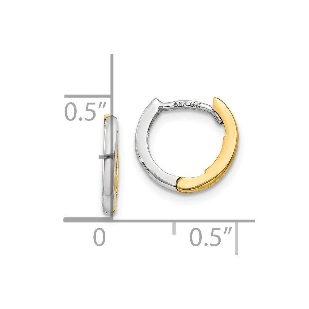 10k Two-tone 1.5 mm Round Hinged Hoop Earrings (0.85 grams)