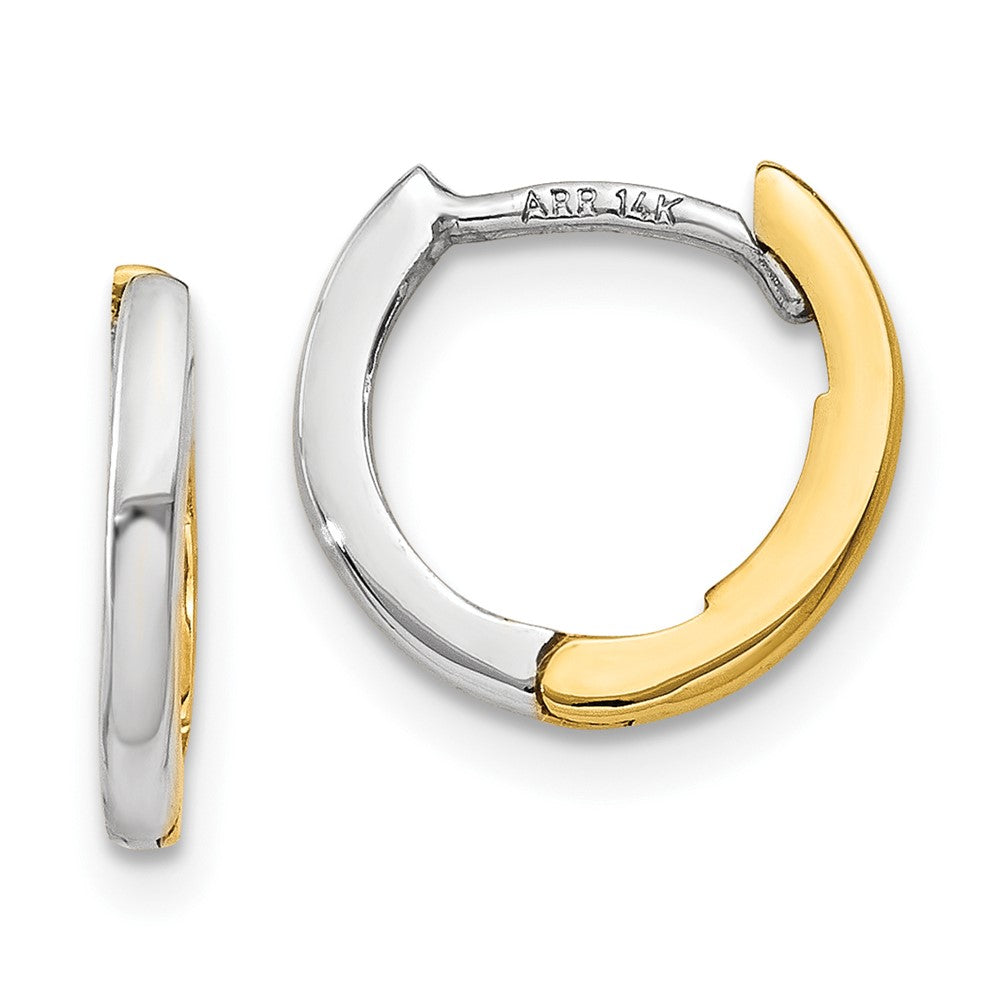 10k Two-tone 1.5 mm Round Hinged Hoop Earrings (0.85 grams)