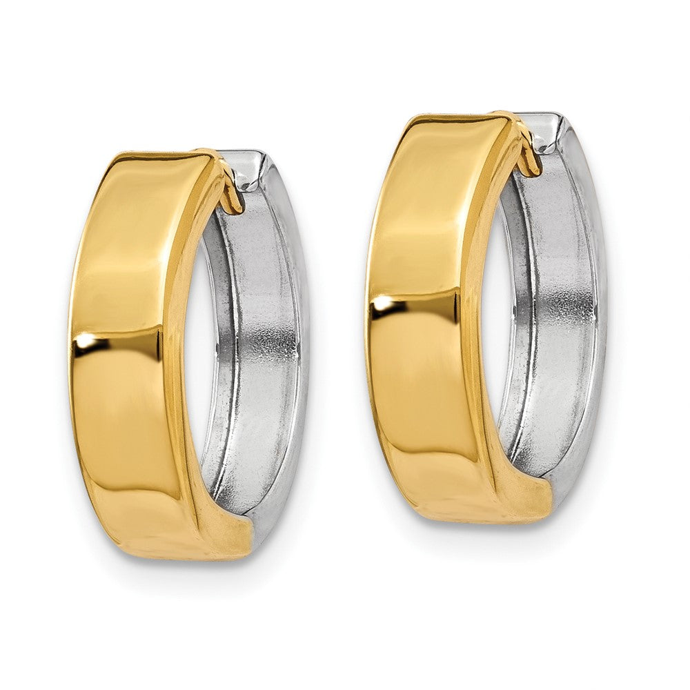 10k Two-tone 4 mm Hinged Hoop Earrings (1.56 grams)